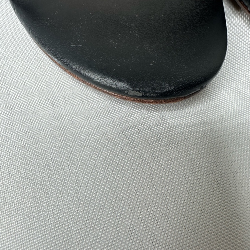 Coach Black Leather Block Heel Sandals with Silver Buckle - Picture 3 of 8